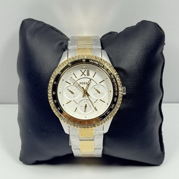 Fossil Stella Sport ES5107 Crystal Stones White Dial Two Tone Women’s Watch